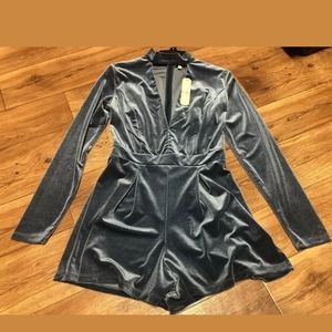 NWT!Gianni Bini Juniors Blue Gray Velvet Long S